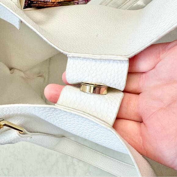 Steve Madden White Faux Leather Large Satchel Shoulder Bag Purse - Picture 9 of 13